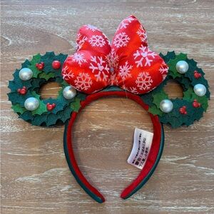 Festive Red and Green Minnie Ears